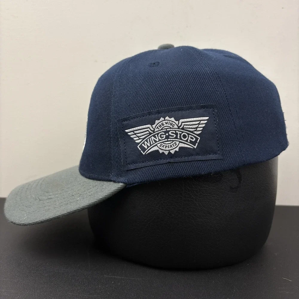 Wingstop Logo Strapback Hat Navy Blue Grey Employee Promo Mascot Adjustable Cap